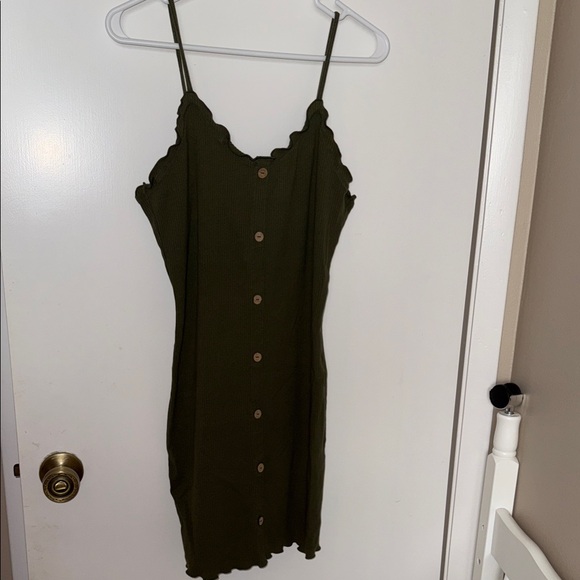No Boundaries Dresses & Skirts - No boundaries Olive Green Button-Down spaghetti strap summer Dress
